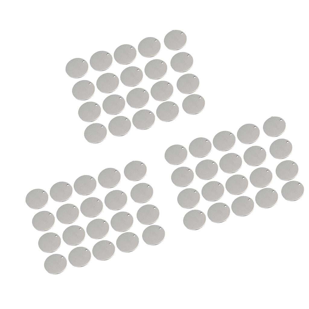 60x Round Stainless Steel Tag Findings Pet Identification Metal Blanks 12mm