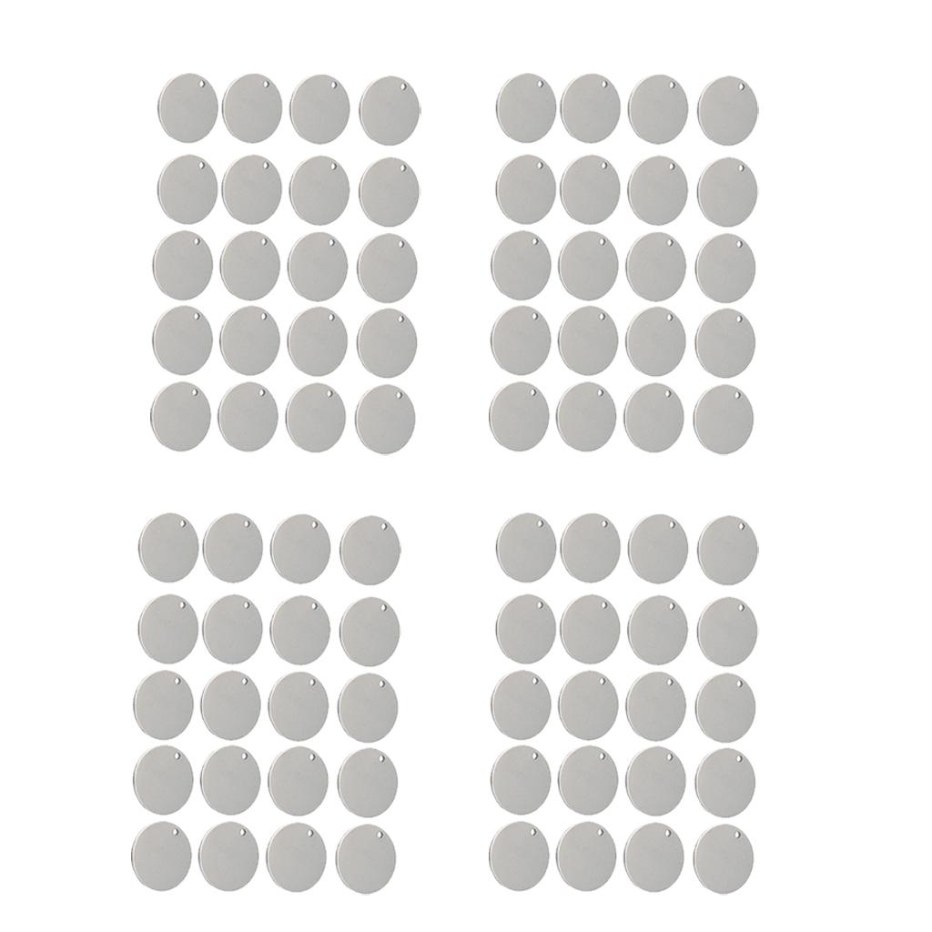 80x Round Stainless Steel Tag Findings Pet Identification Metal Blanks 12mm