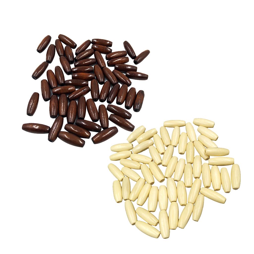 200pcs Wood Oval Crafts Loose Beads Jewelry Making Accessory Beige+Coffee