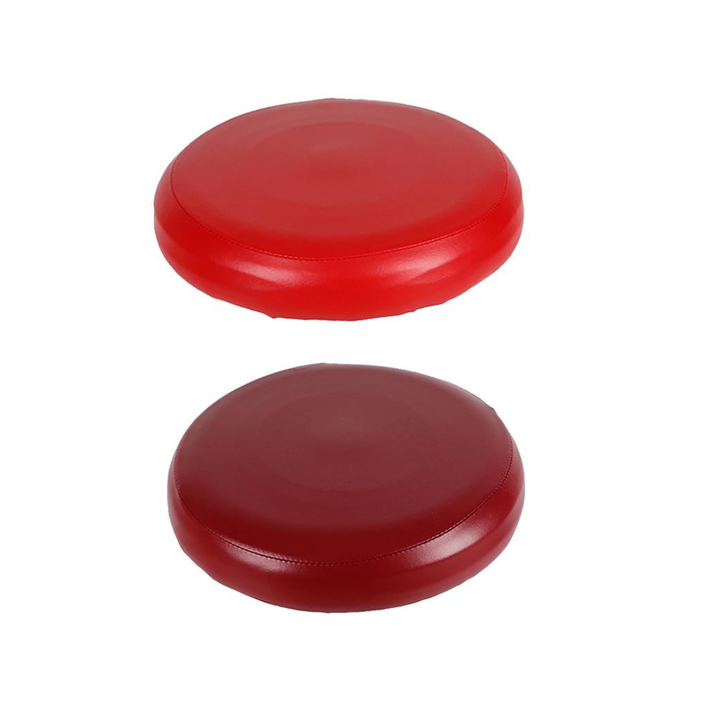 2x Home Bar Stool Covers PU Leather Round Seat Cushion Sleeve Wine Red + Red