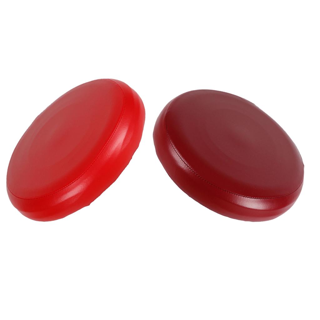 2x Home Bar Stool Covers PU Leather Round Seat Cushion Sleeve Wine Red + Red
