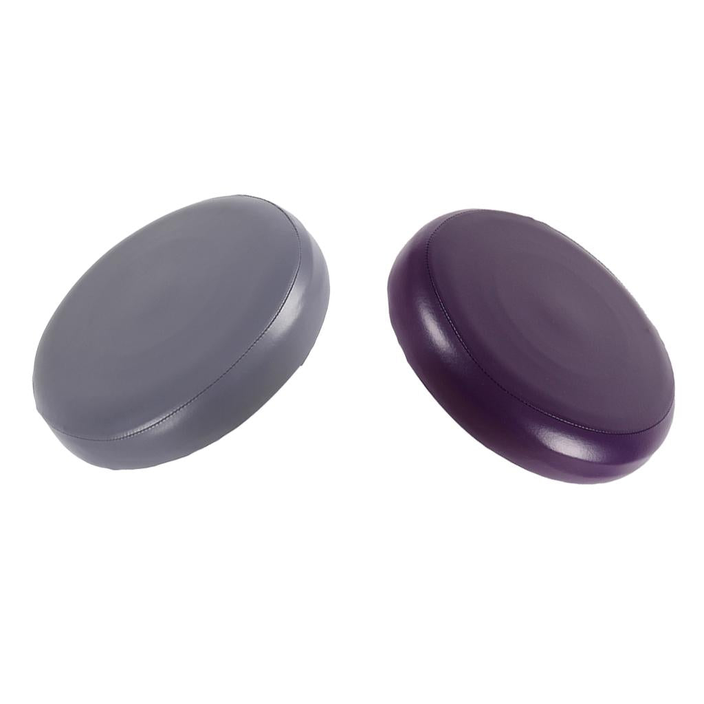 2x Home Bar Stool Covers PU Leather Round Seat Cushion Sleeve Grey +Purple