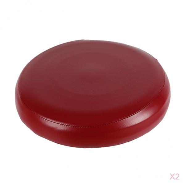 2x Home Bar Stool Covers PU Leather Round Seat Cushion Sleeve Wine Red