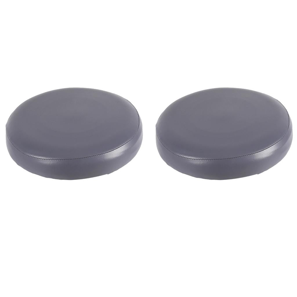 2x Home Bar Stool Covers PU Leather Round Seat Cushion Sleeve Grey
