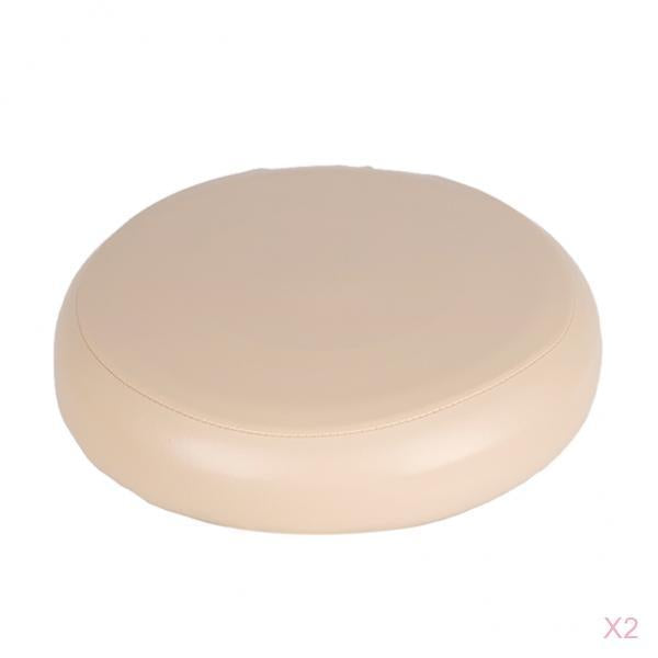 2x Home Bar Stool Covers PU Leather Round Seat Cushion Sleeve Champagne