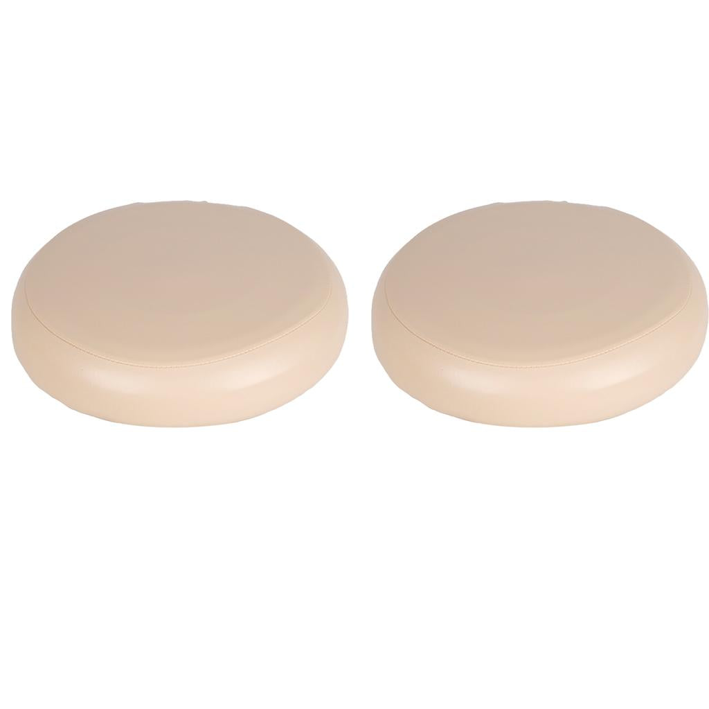 2x Home Bar Stool Covers PU Leather Round Seat Cushion Sleeve Champagne