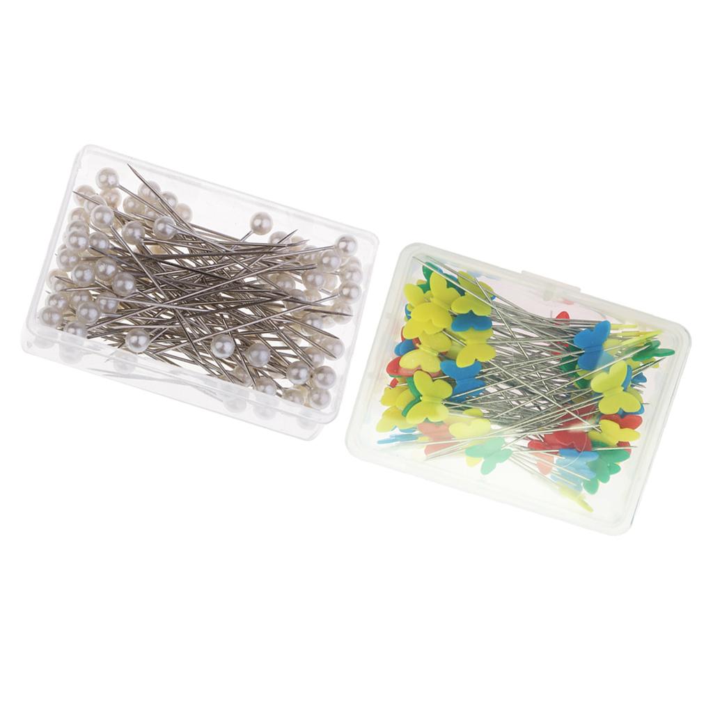 200Pcs Butterfly & Pearl Shape Dress Maker Pins for DIY Sewing Quilting Tool