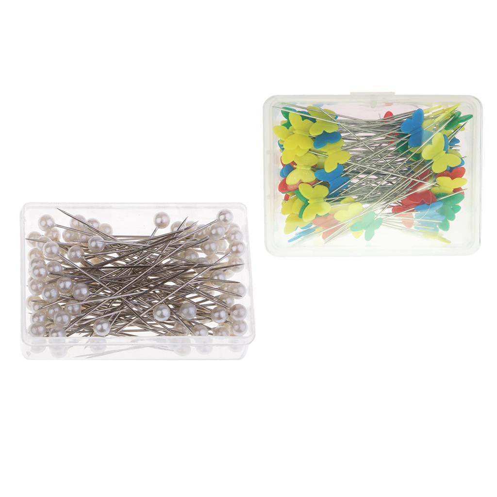 200Pcs Butterfly & Pearl Shape Dress Maker Pins for DIY Sewing Quilting Tool