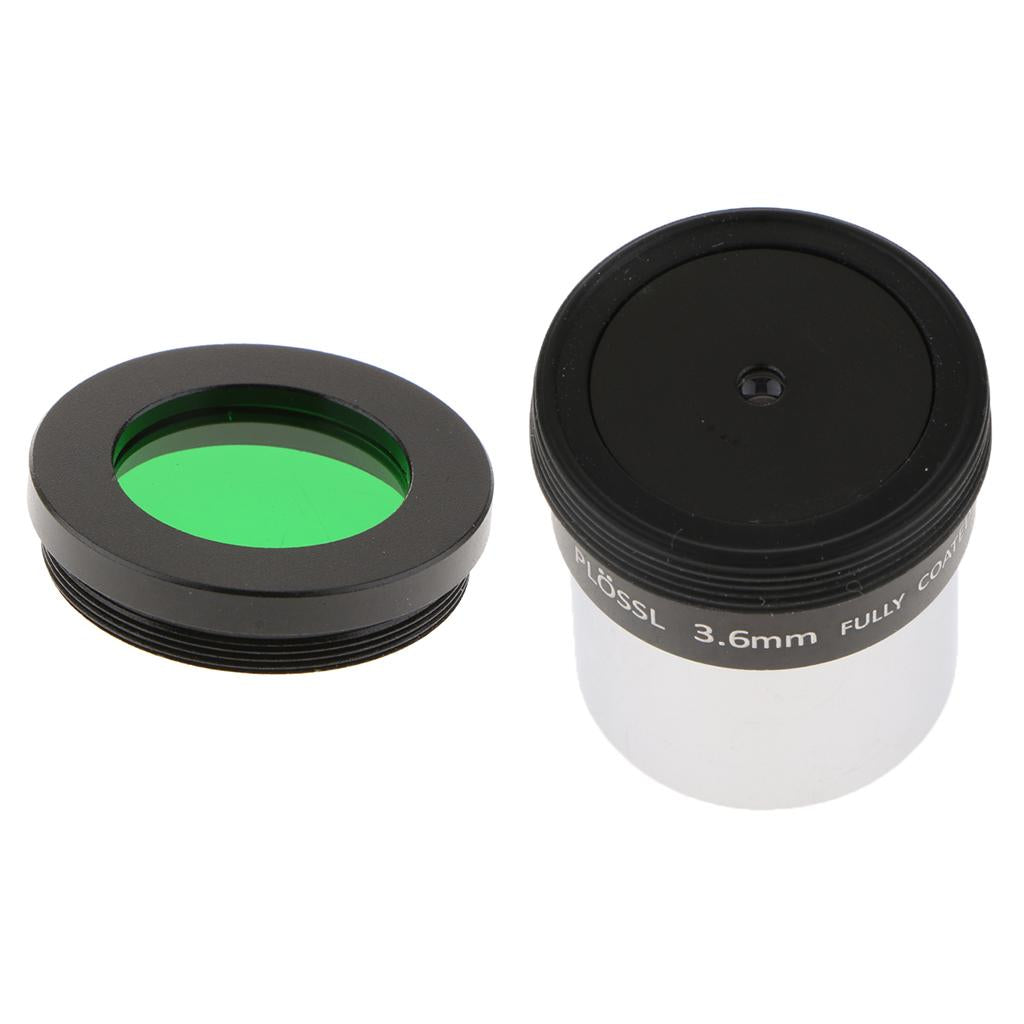 1.25inch Telescope Eyepiece Lens Plossl 3.6mm for Astronomy & Filter Green