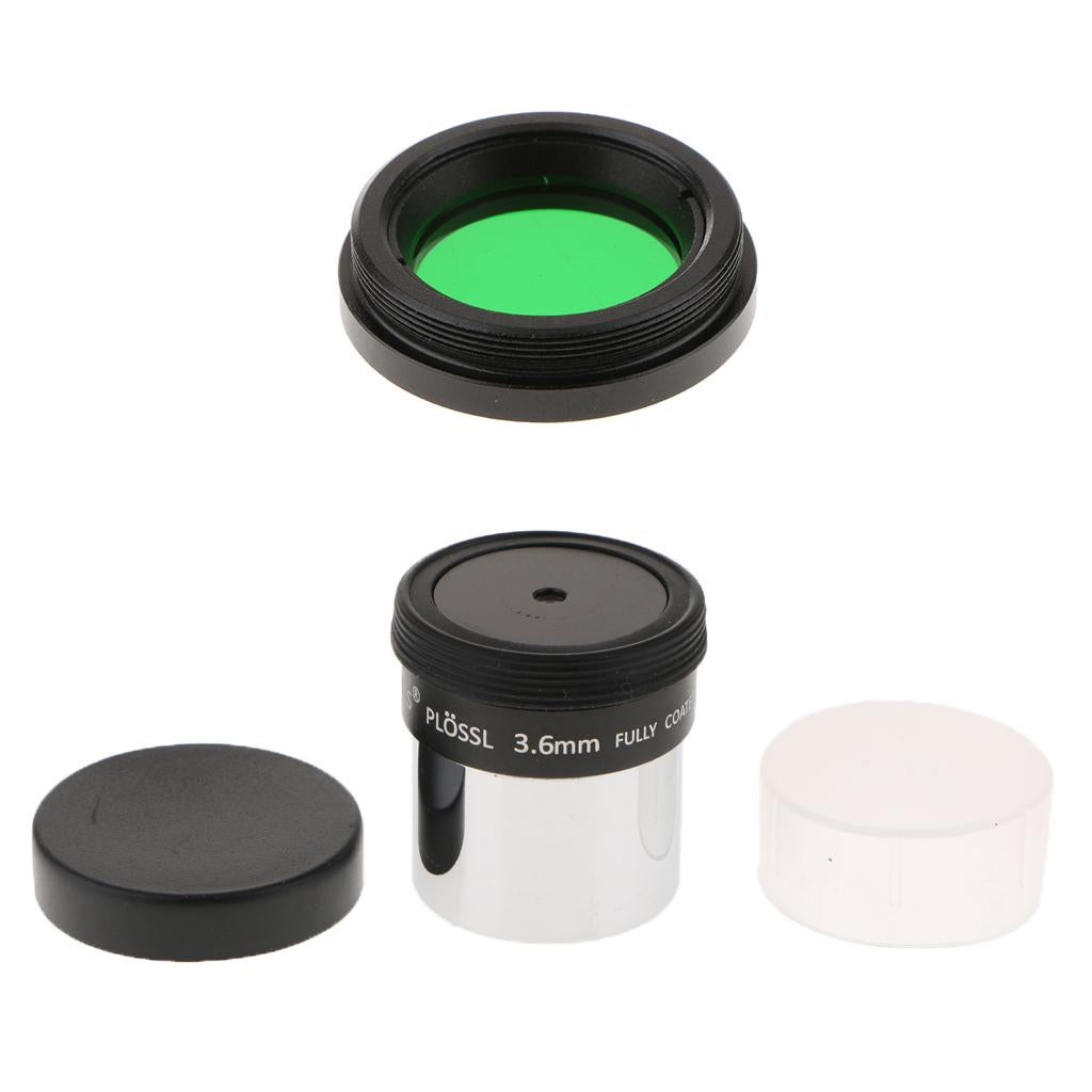 1.25inch Telescope Eyepiece Lens Plossl 3.6mm for Astronomy & Filter Green