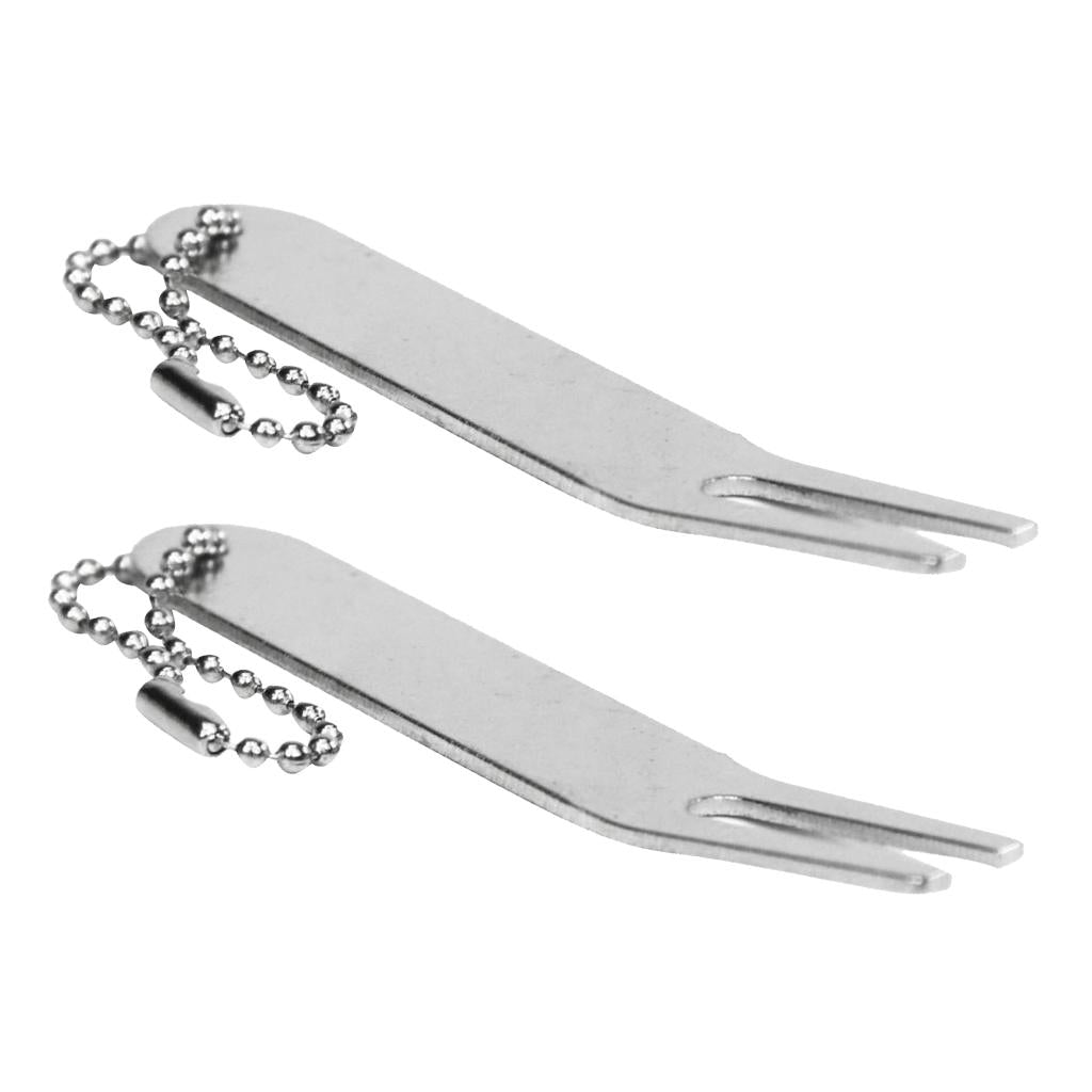 2x Zinc Alloy Golf Putting Green Divot Repair Tool Fork Gift for Golfer Club