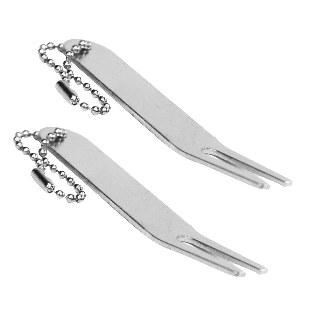 2x Zinc Alloy Golf Putting Green Divot Repair Tool Fork Gift for Golfer Club