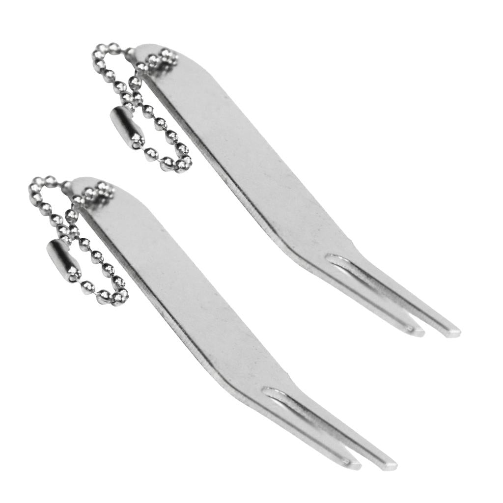 2x Zinc Alloy Golf Putting Green Divot Repair Tool Fork Gift for Golfer Club