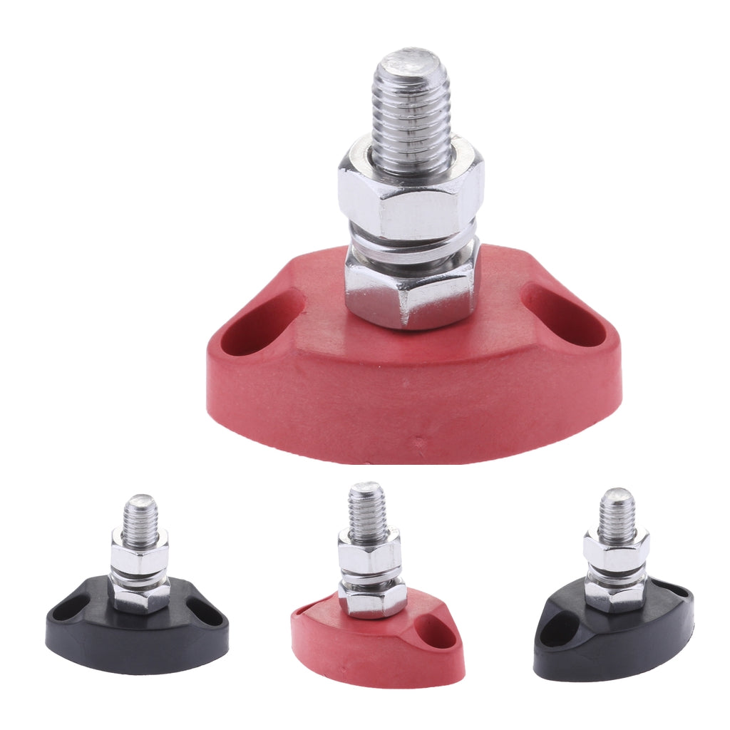 4Pieces Red & Black Junction Block Power Post Insulated Terminal Stud 6mm