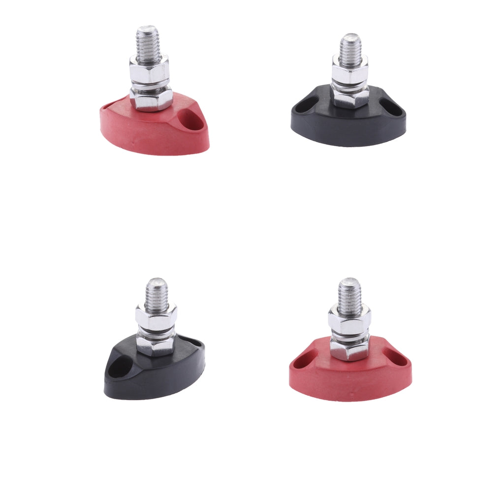 4Pieces Red & Black Junction Block Power Post Insulated Terminal Stud 6mm
