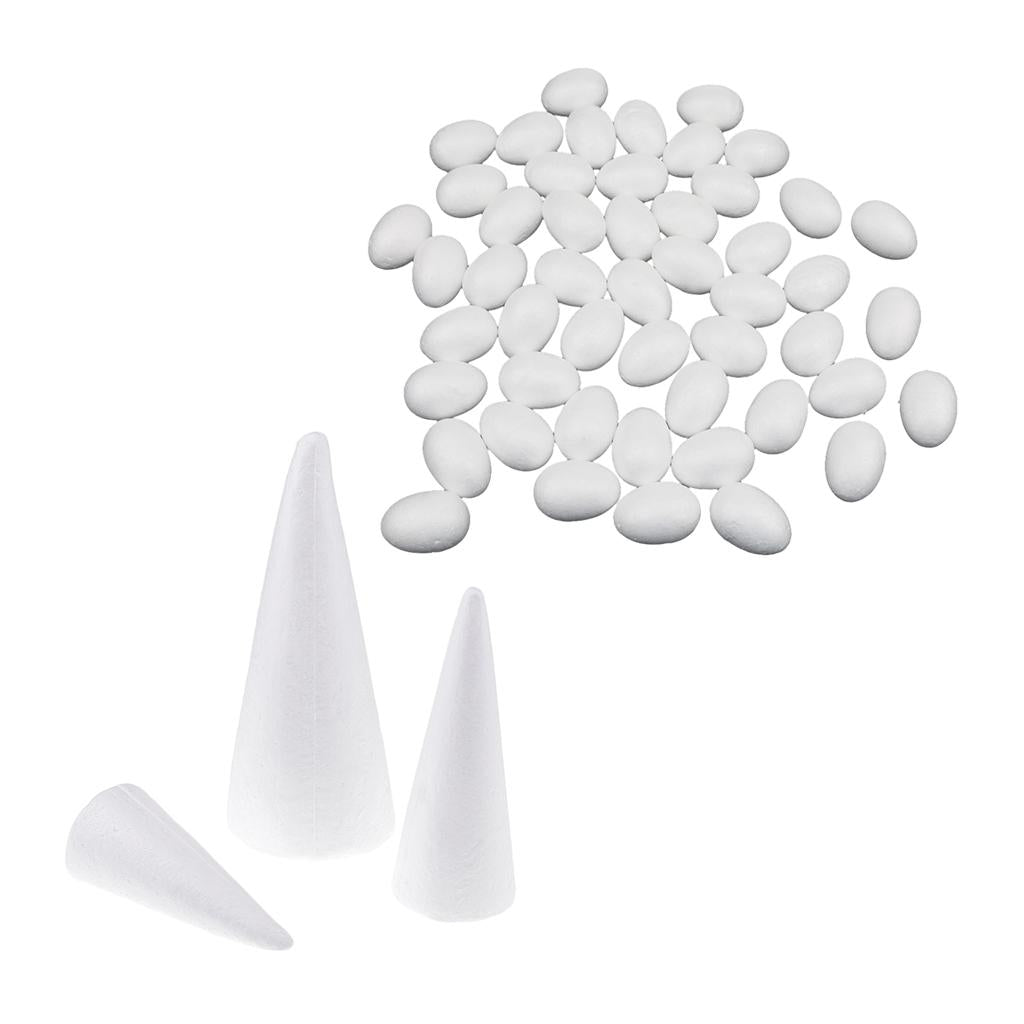 53x Cone/Egg Shape Styrofoam Foam Ornament for Handmade DIY Modelling Crafts