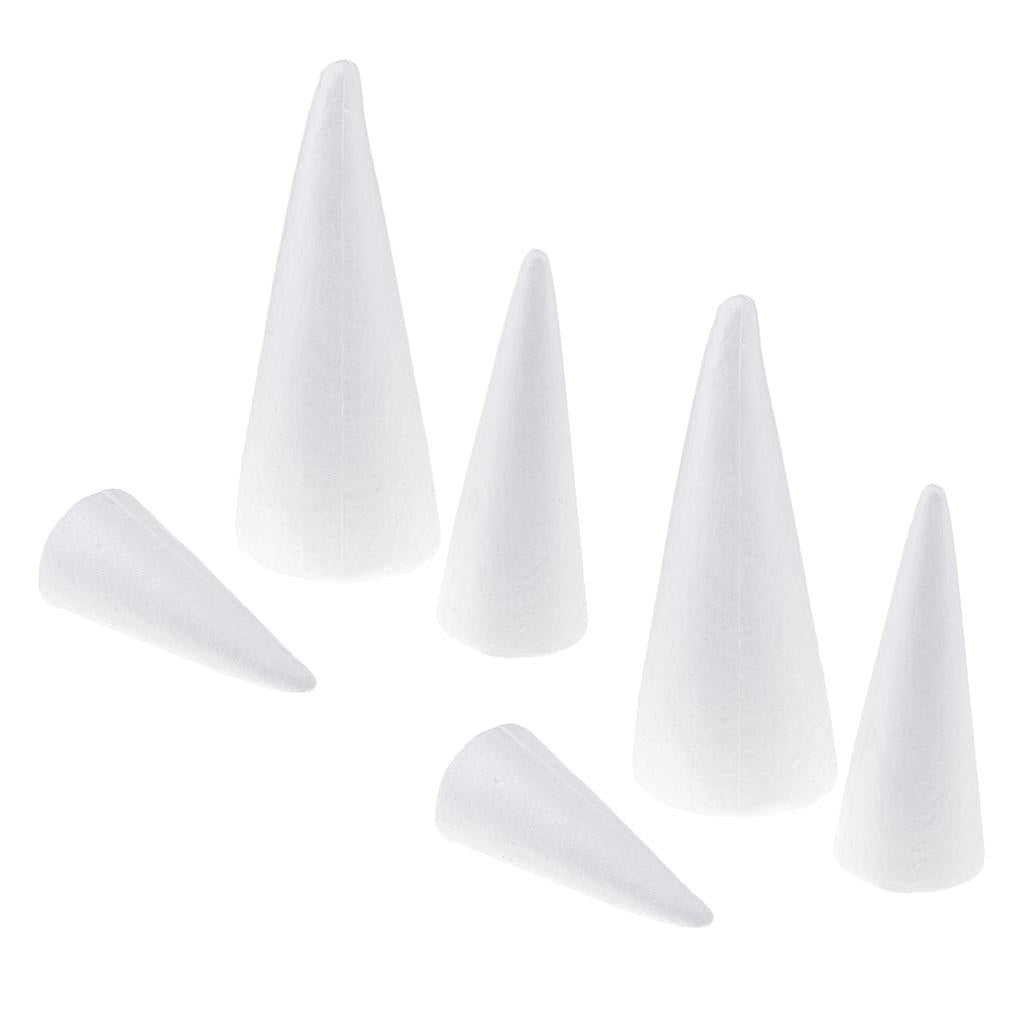6Pcs Cone Shaped Styrofoam Foam Ornaments for Handmade DIY Modelling Crafts