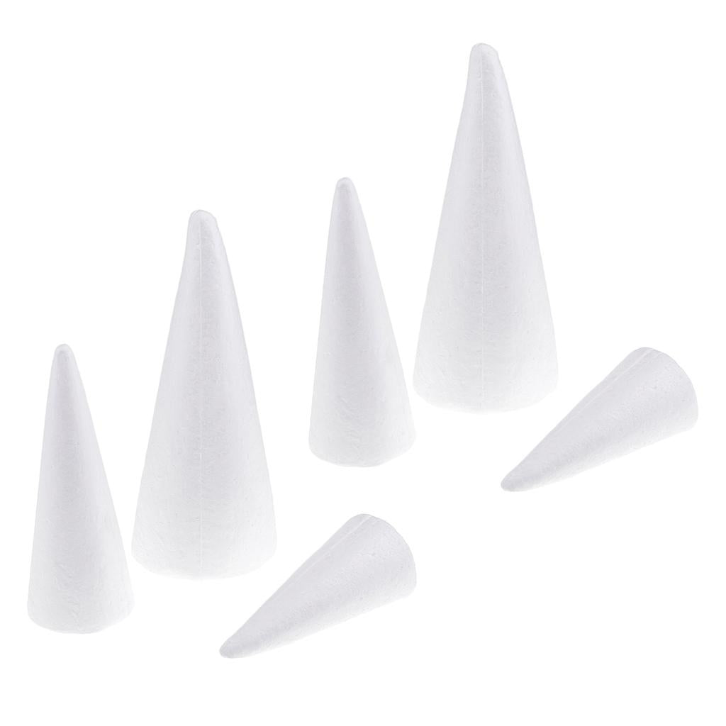6Pcs Cone Shaped Styrofoam Foam Ornaments for Handmade DIY Modelling Crafts