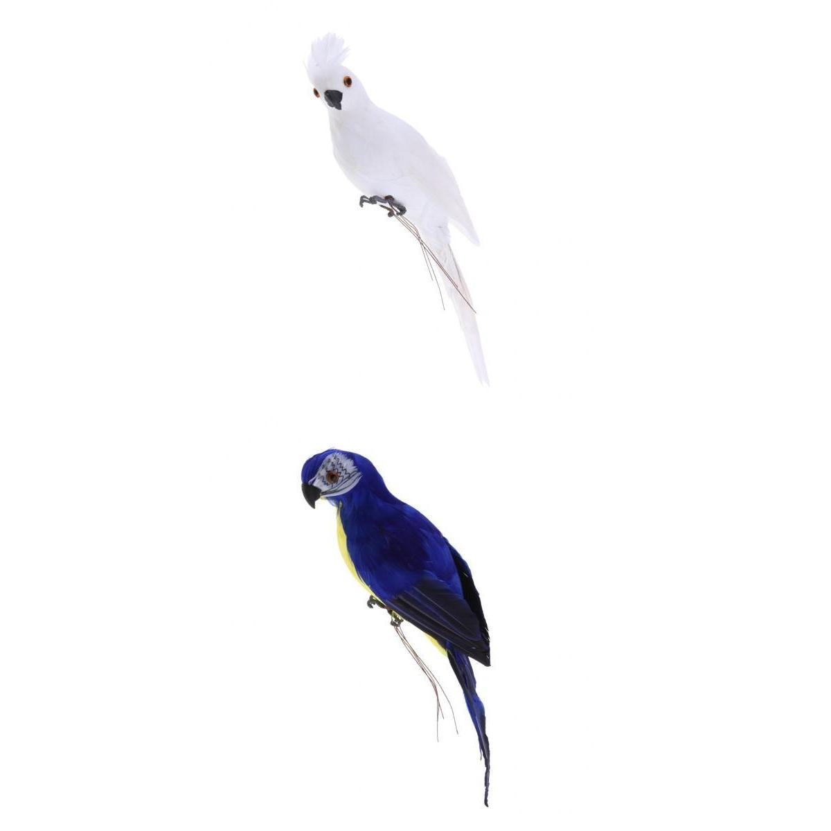 2Pcs Realistic Macaw Parrot Artificial Feather Bird Animal Ornament Toy