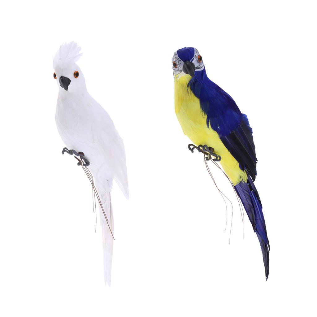 2Pcs Realistic Macaw Parrot Artificial Feather Bird Animal Ornament Toy