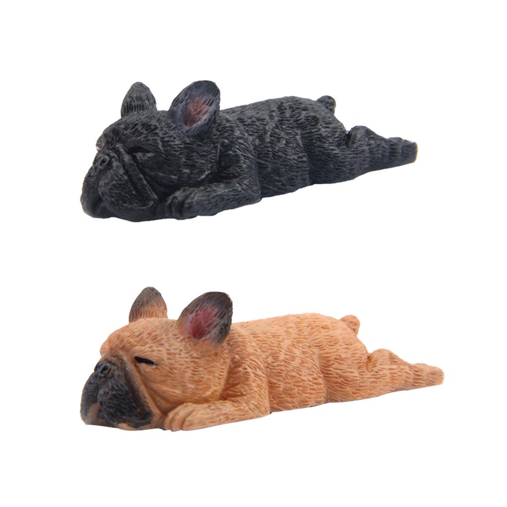 2Pcs Sleeping Corgi Dog Garden Mini Dollhouse Figurine Decor