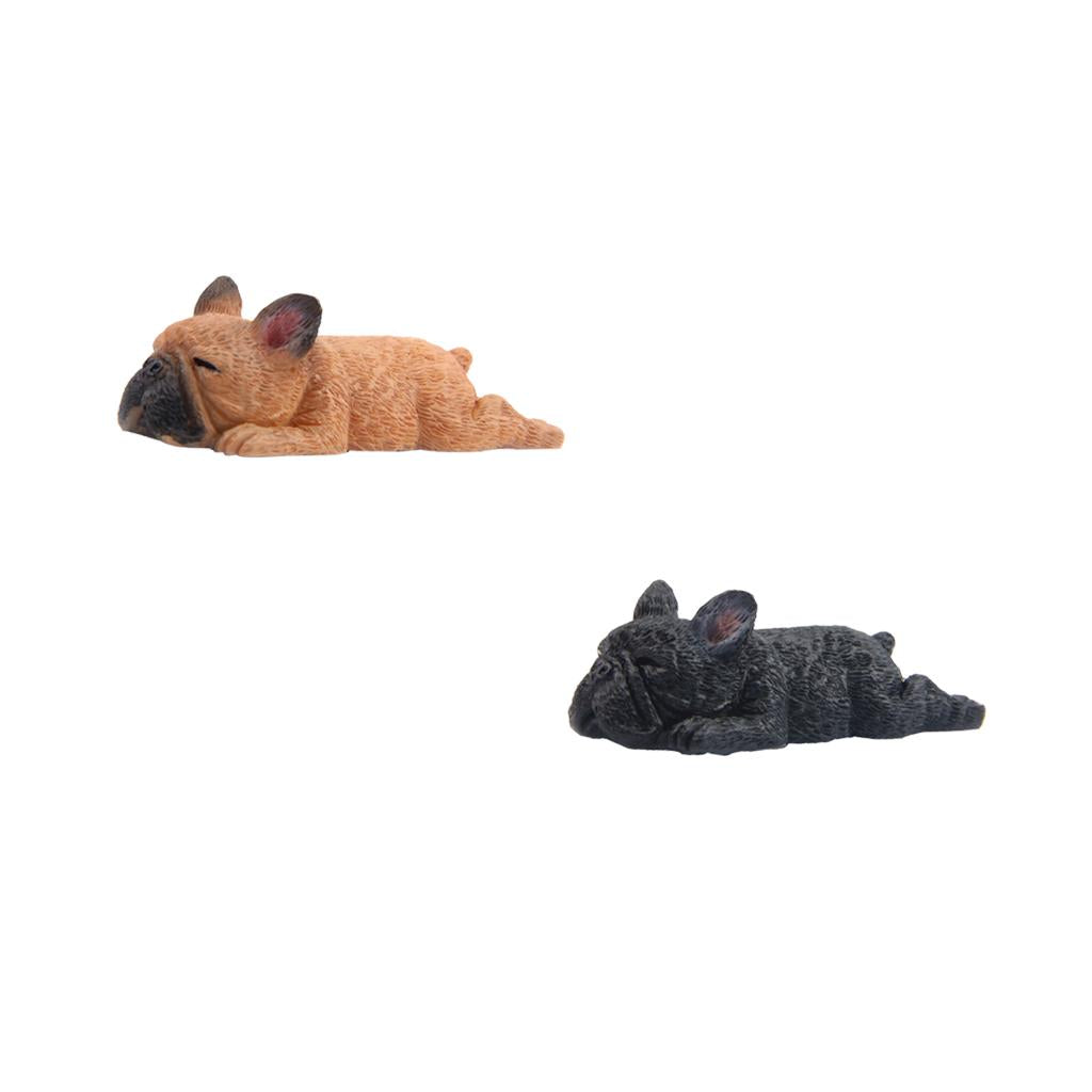 2Pcs Sleeping Corgi Dog Garden Mini Dollhouse Figurine Decor