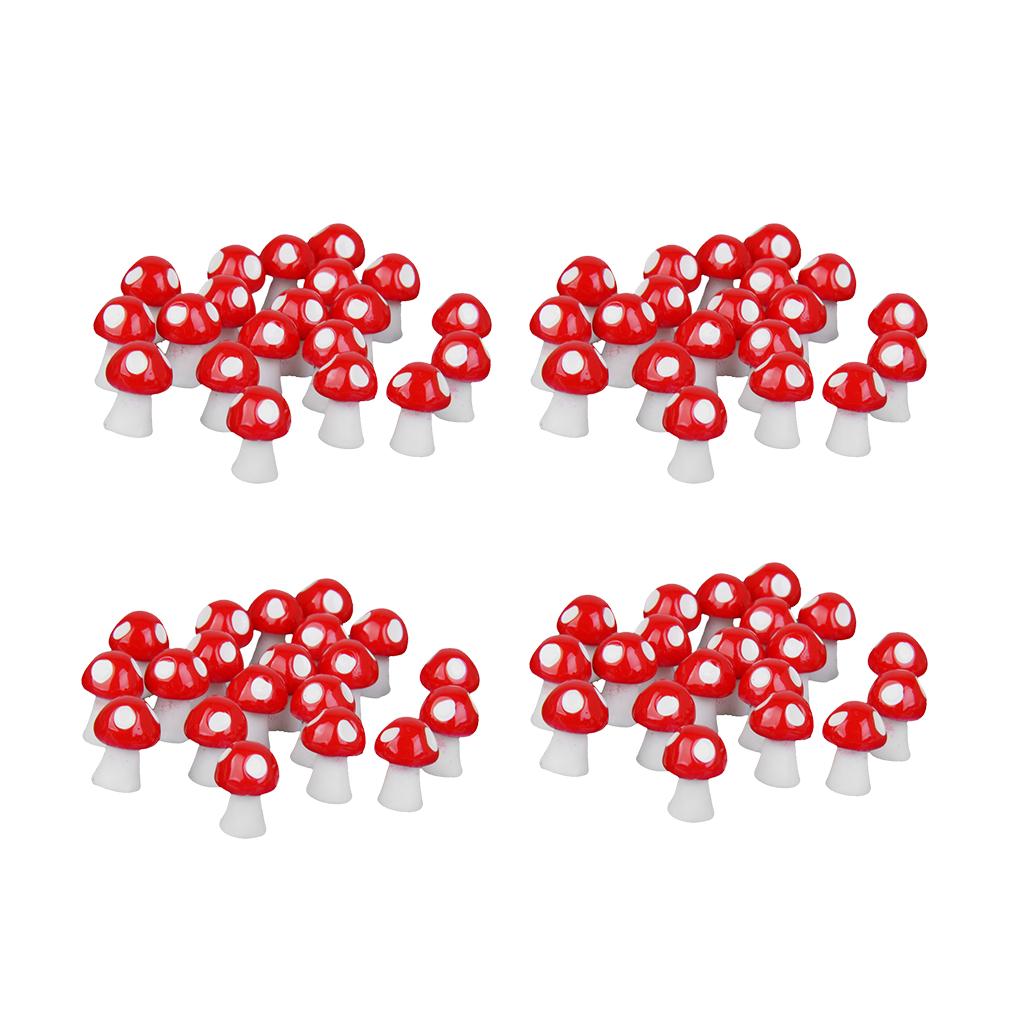 80pcs Miniature Dollhouse Bonsai Fairy Garden Landscape Mushroom Decor Red