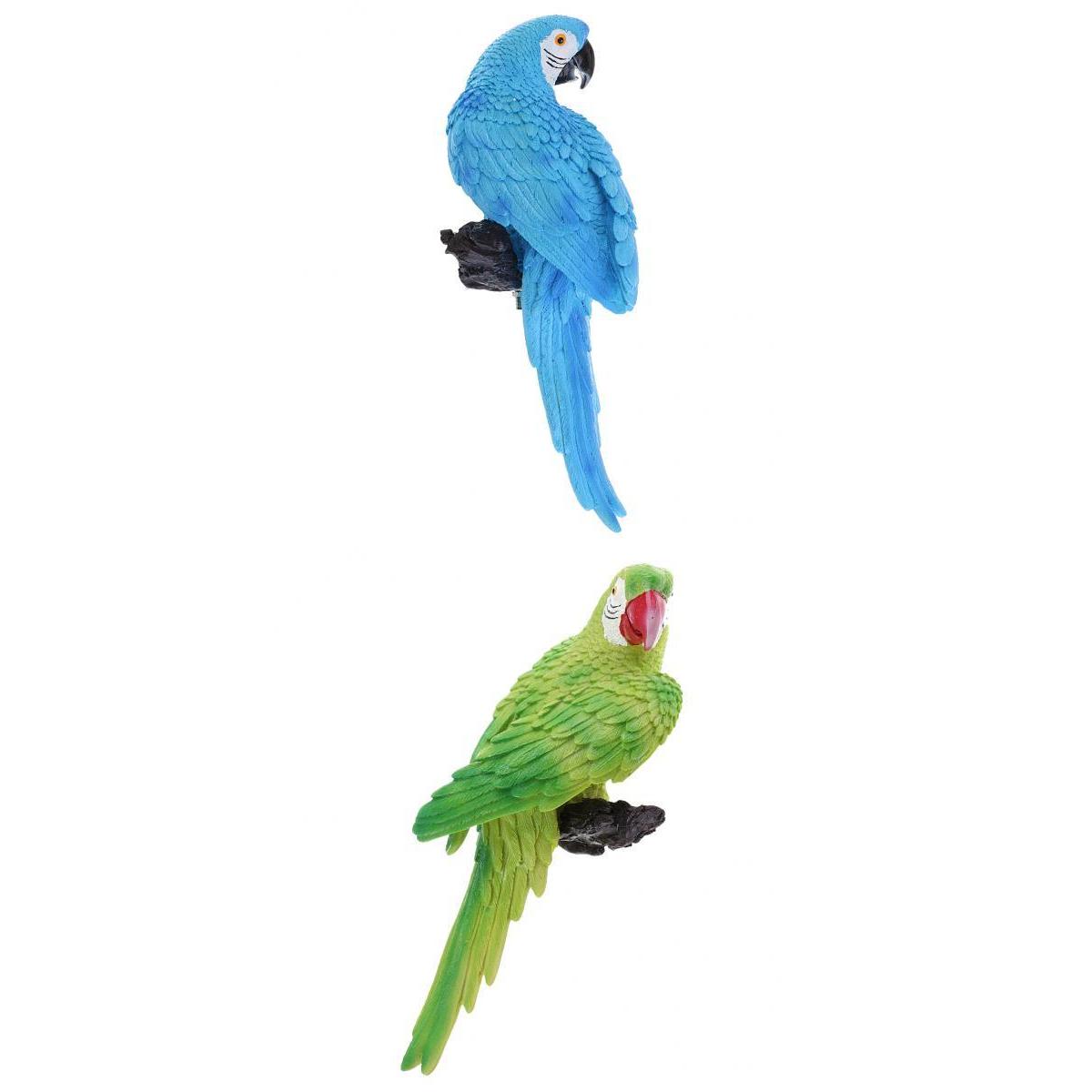 2Pcs Realistic Animal Parrot Figure for Home Garden Statues Lawn Decoration