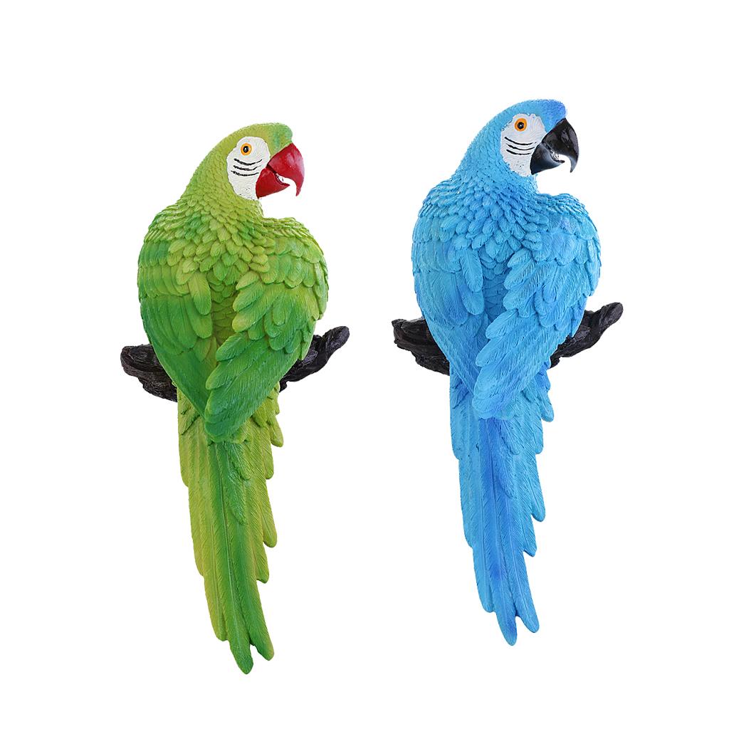 2Pcs Realistic Animal Parrot Figure for Home Garden Statues Lawn Decoration