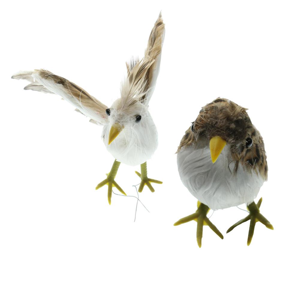 4Pcs Artificial Bird Feathered Realistic Sparrow Home Garden Tree Decoration