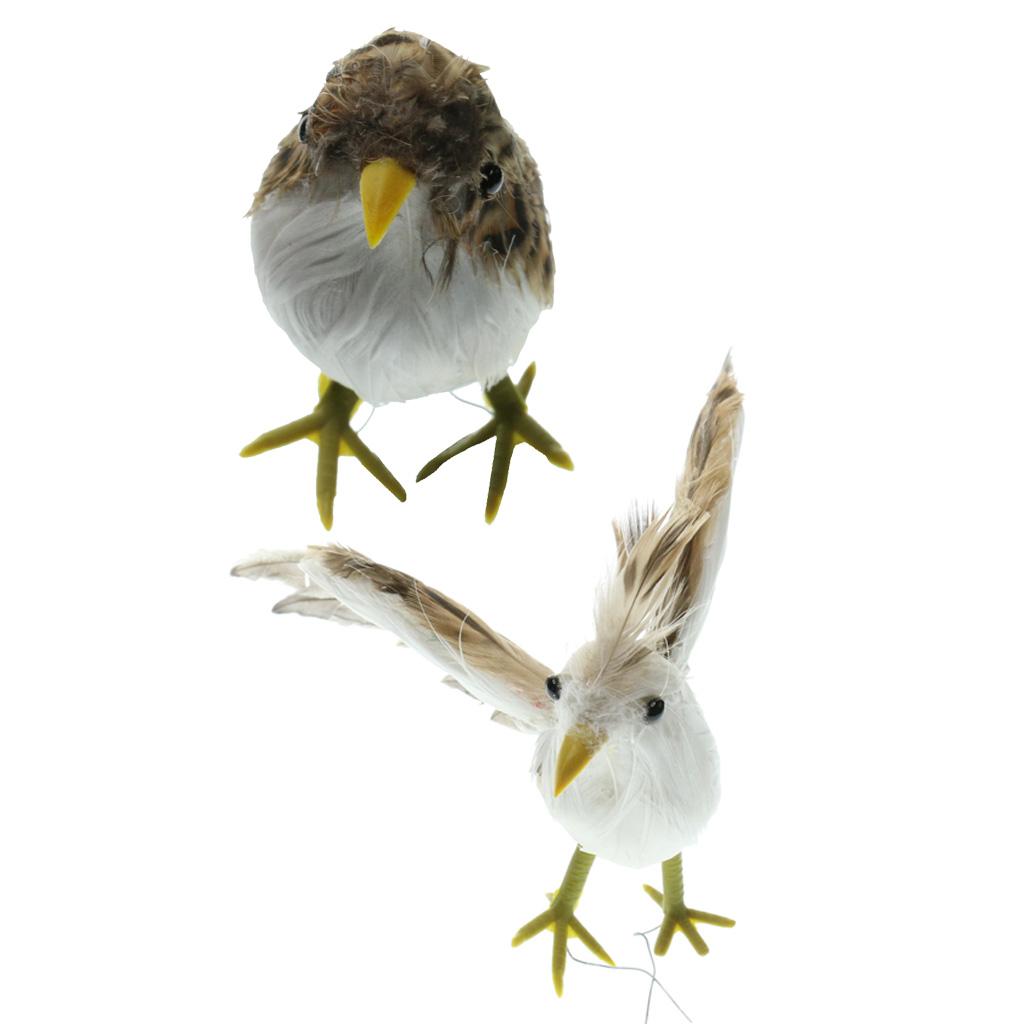 4Pcs Artificial Bird Feathered Realistic Sparrow Home Garden Tree Decoration