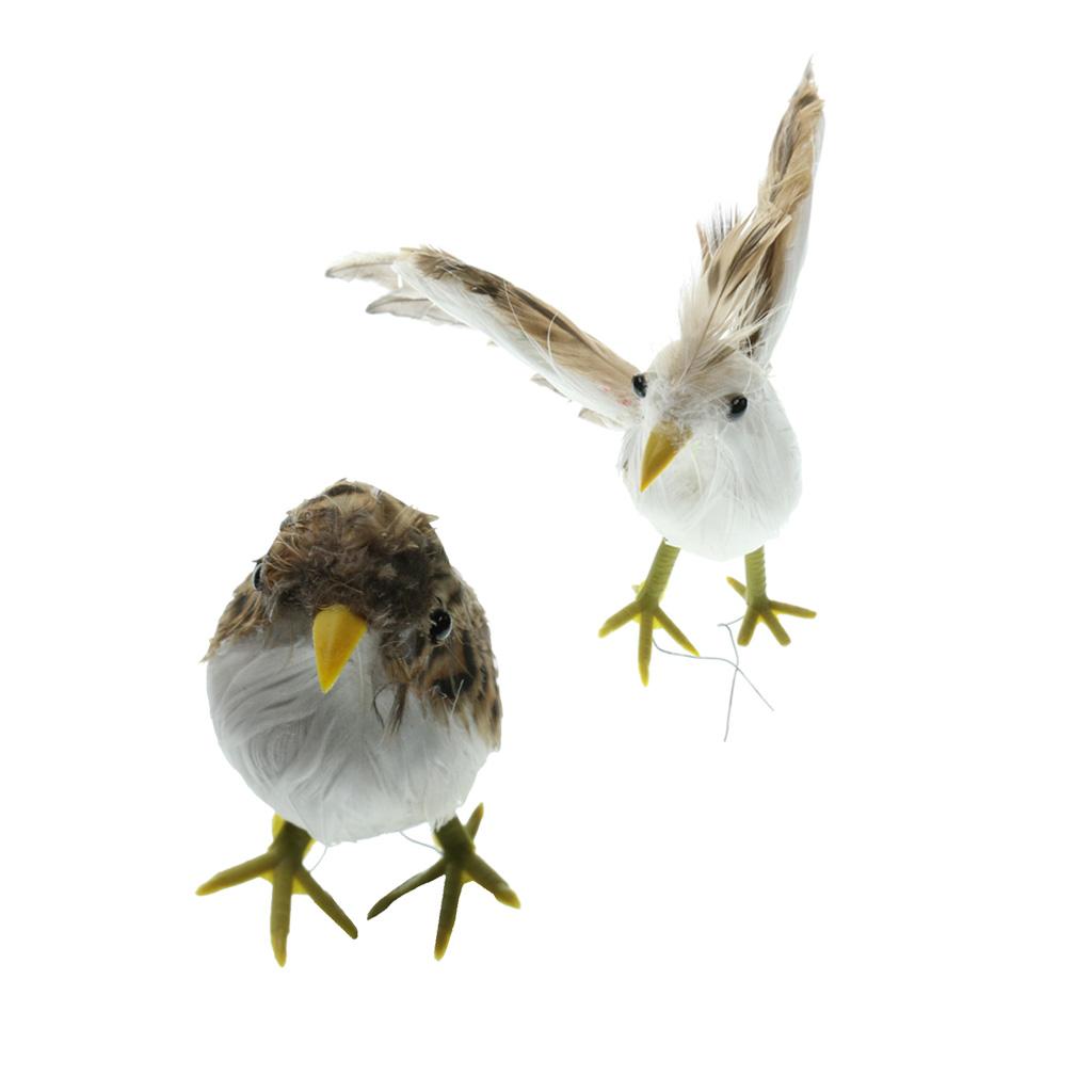 4Pcs Artificial Bird Feathered Realistic Sparrow Home Garden Tree Decoration