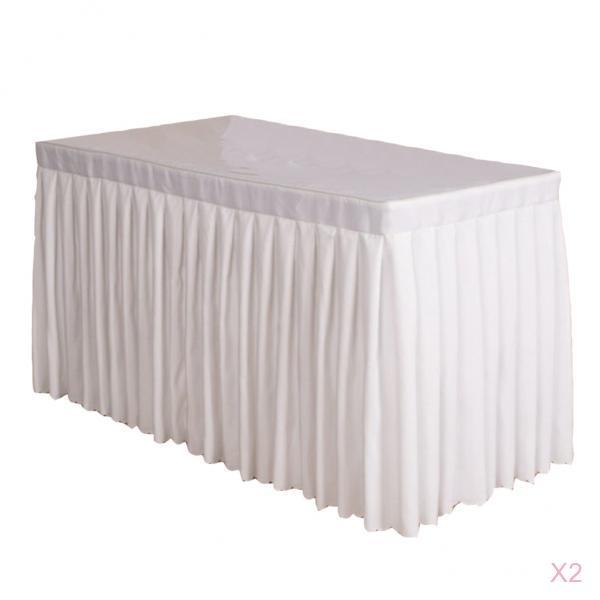 2pcs 47' Home Tablecloth Table Skirt Cover For Wedding Party Decor White