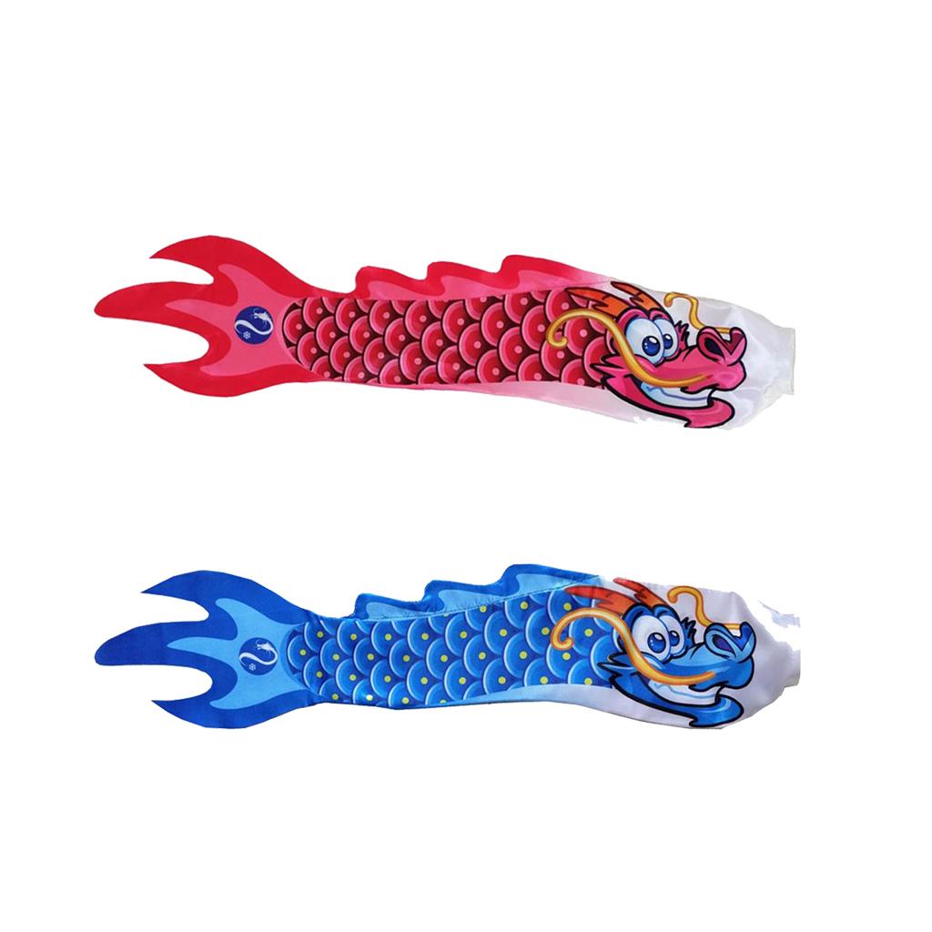 2Pcs Chinese Dragon Flag Outdoor Windsock Carp Streamer Hanging Decor