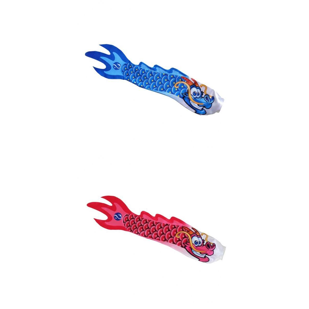 2Pcs Chinese Dragon Flag Outdoor Windsock Carp Streamer Hanging Decor