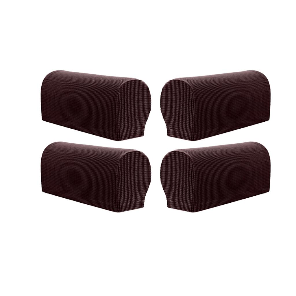 2Pair Nonslip Stretch Furniture Sofa Armrest Cover Protector Chocolate