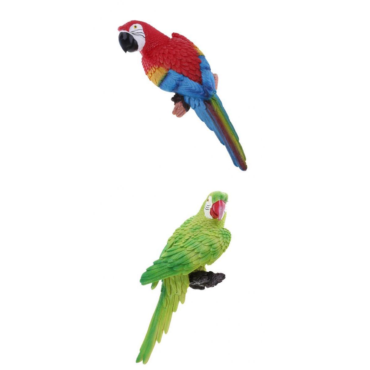2PCS Realistic Animal Parrot Figure for Home Garden Statues Lawn Decor