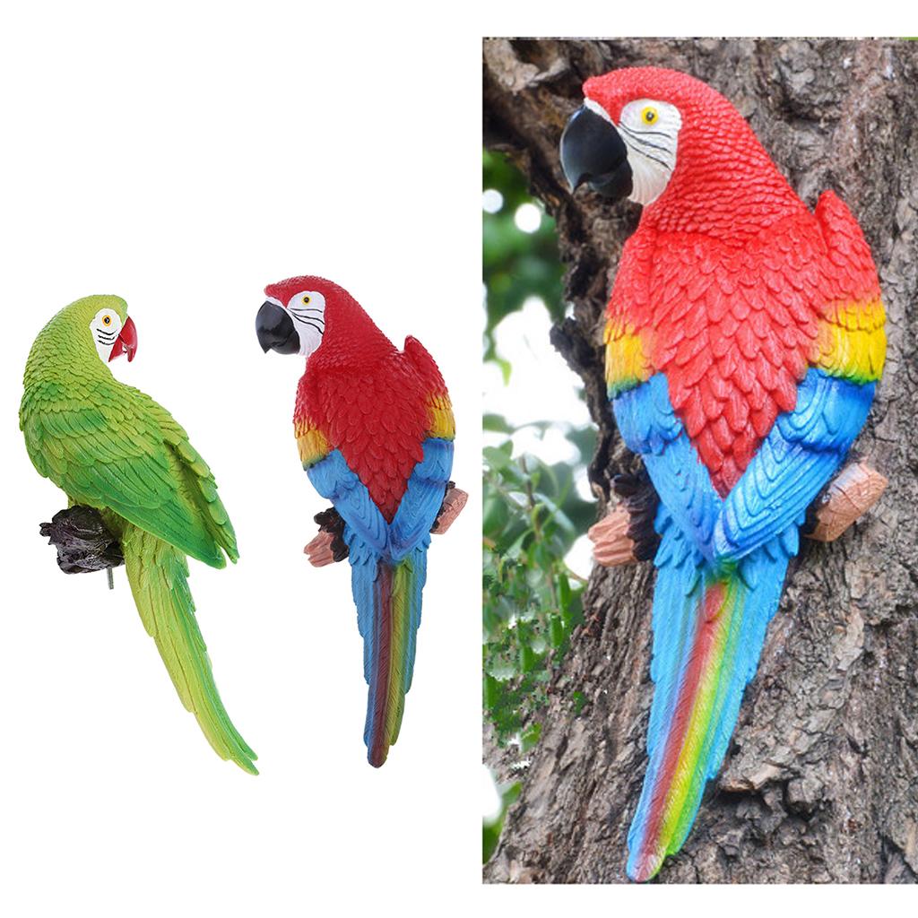 2PCS Realistic Animal Parrot Figure for Home Garden Statues Lawn Decor