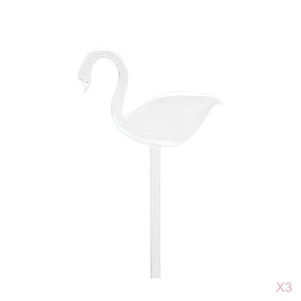 3 Piece Automatic Swan Shape Glass Watering Device for Garden Flower Plant