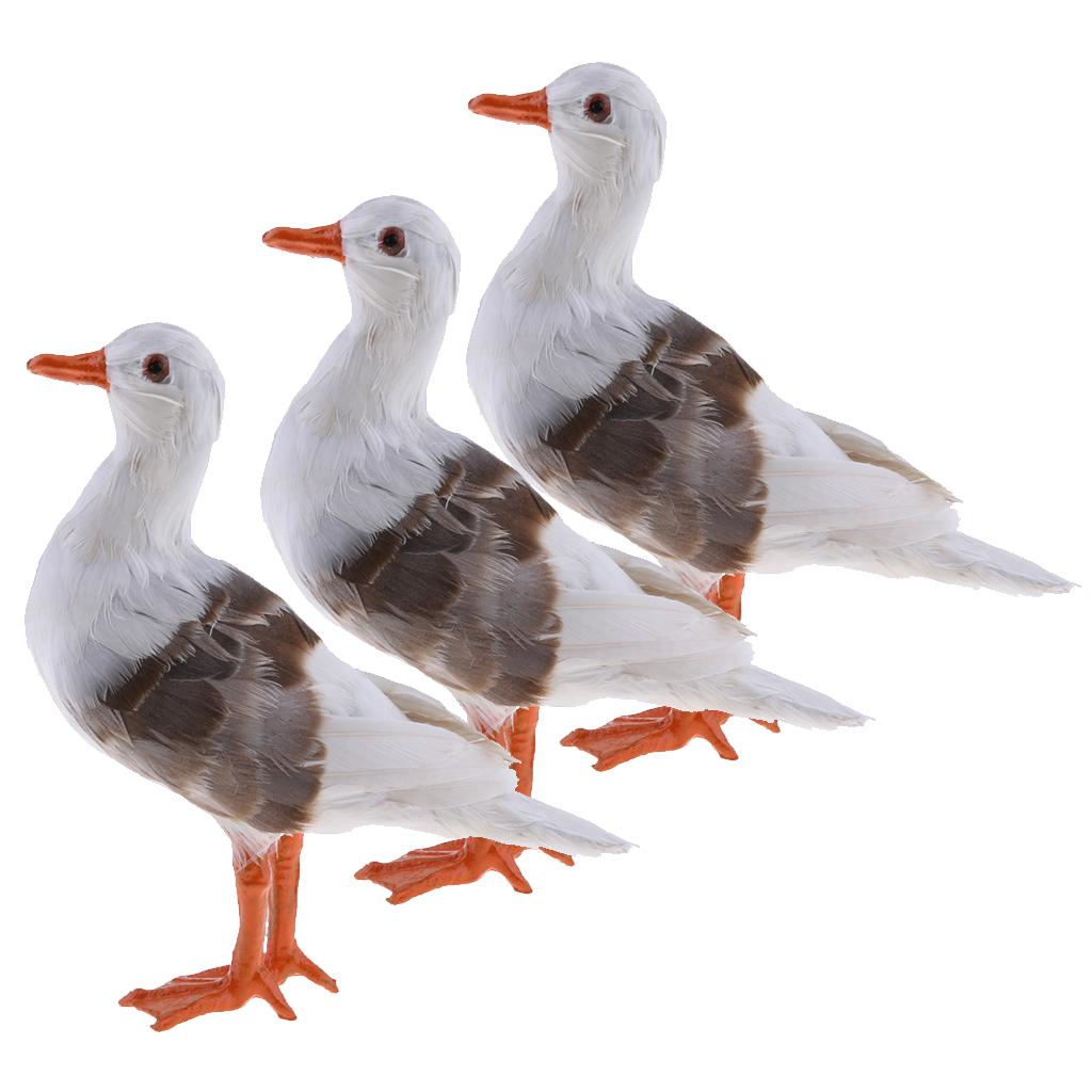 3 Pieces Simulated Seagull Artificial Bird Garden Home Decor Props Ornament