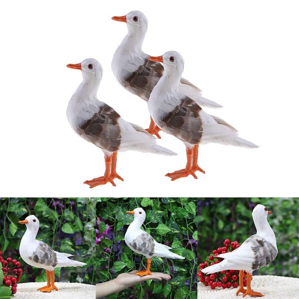 3 Pieces Simulated Seagull Artificial Bird Garden Home Decor Props Ornament