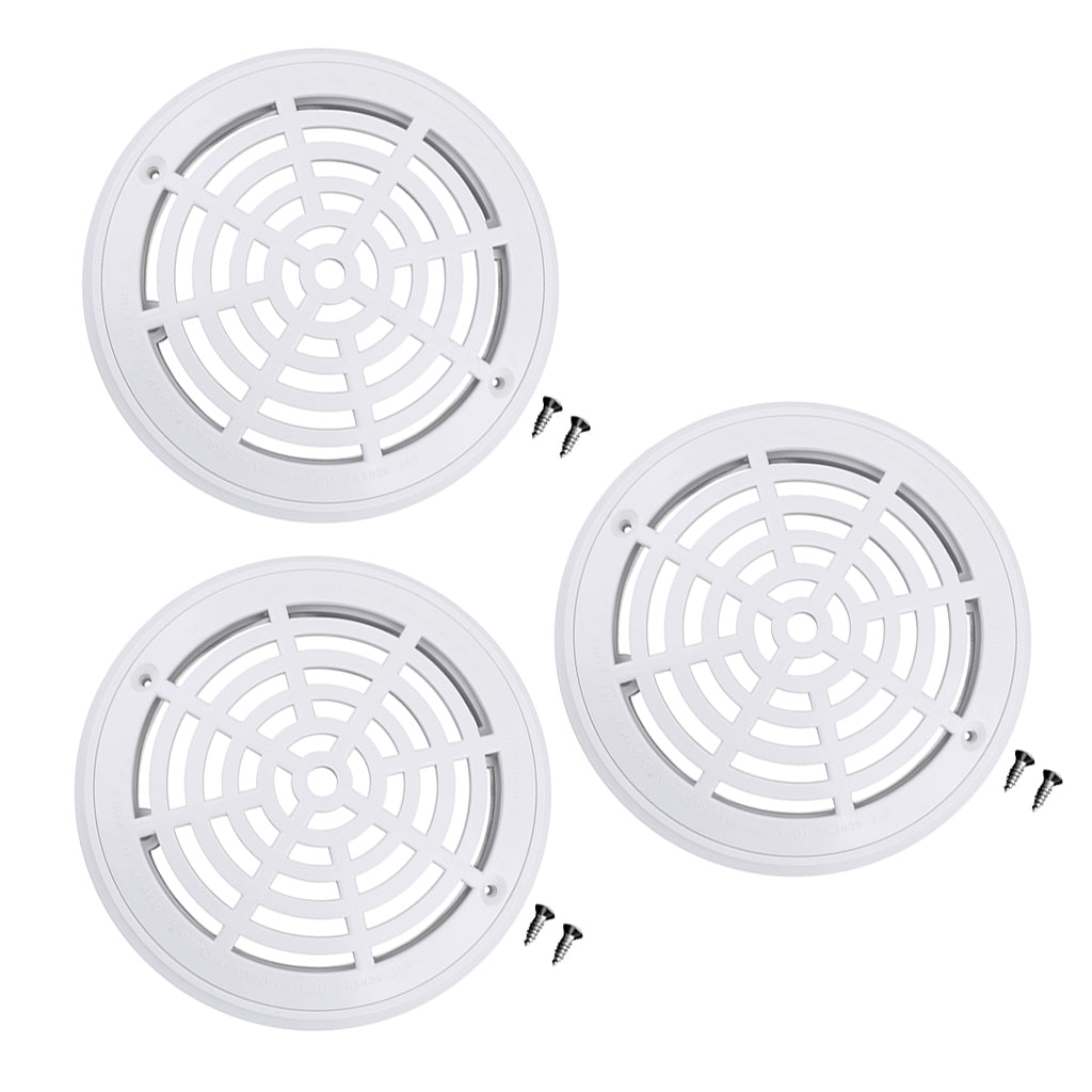 3Piece Replacement Cover Main Drain Swimming Pool Accessary with Screw White
