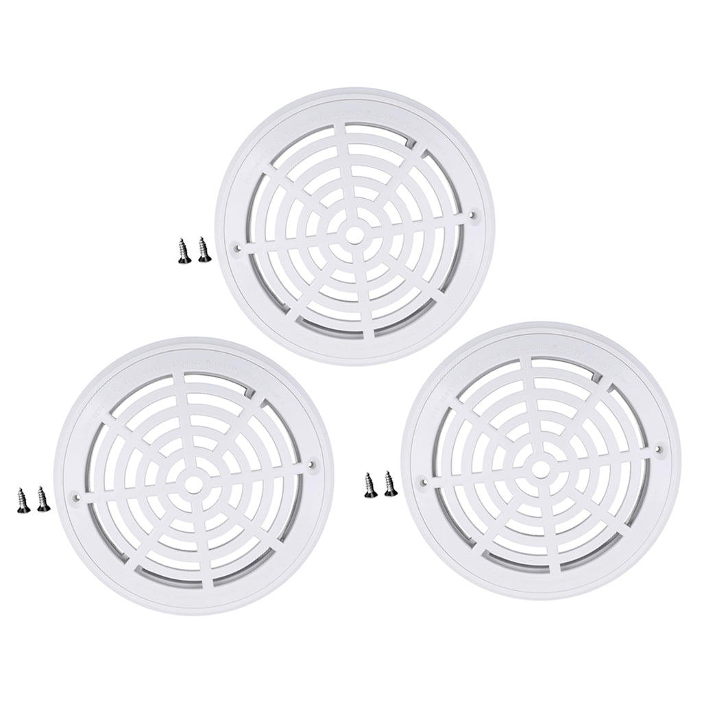 3Piece Replacement Cover Main Drain Swimming Pool Accessary with Screw White