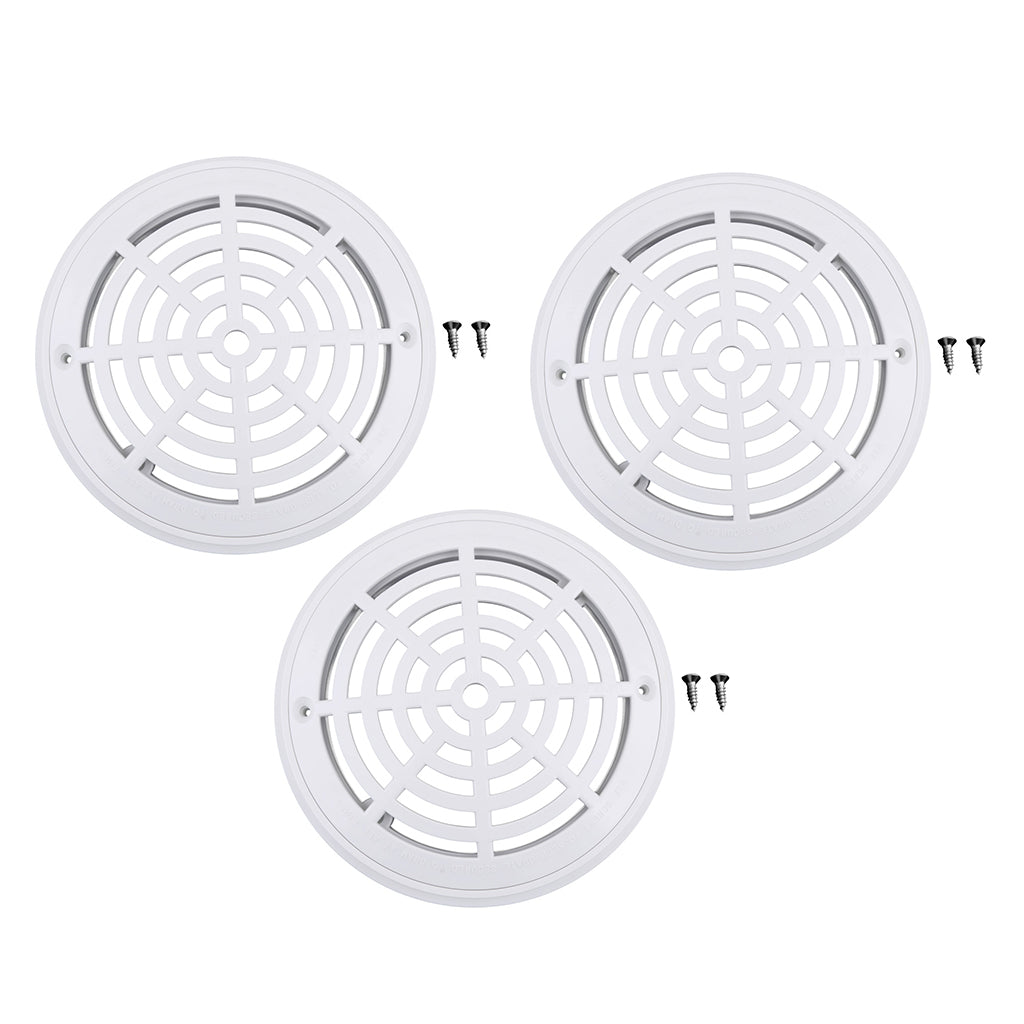 3Piece Replacement Cover Main Drain Swimming Pool Accessary with Screw White