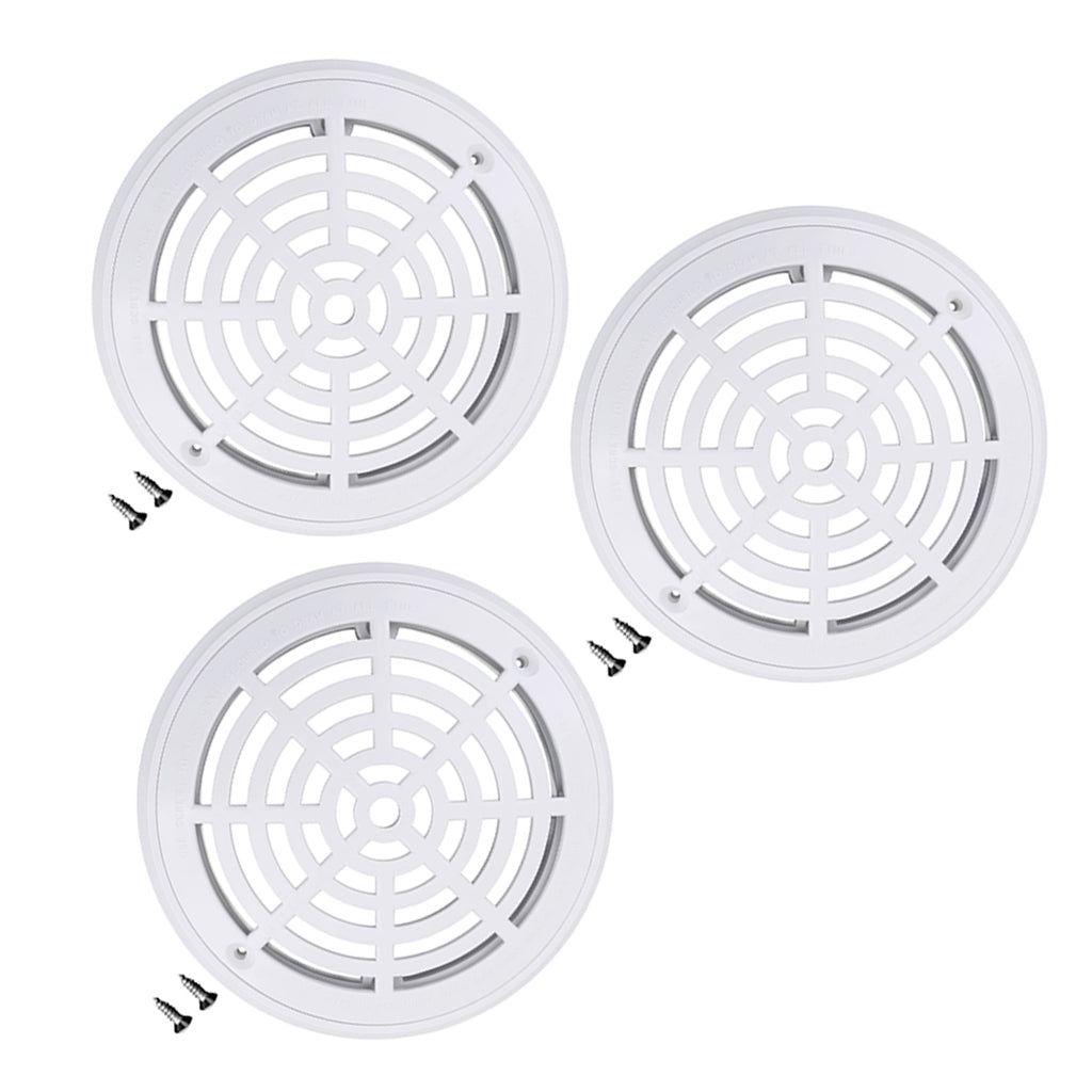 3Piece Replacement Cover Main Drain Swimming Pool Accessary with Screw White