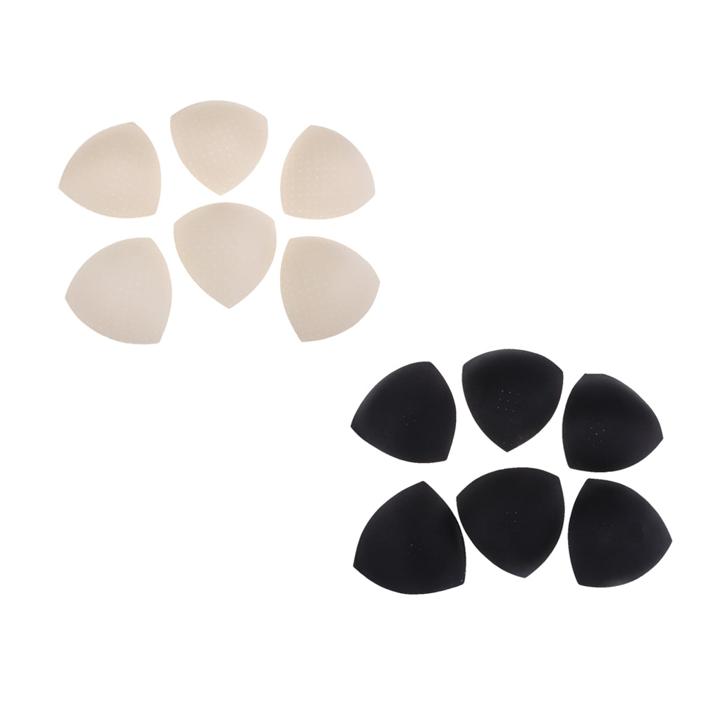 6 Pairs Triangle Sew In Insert Foam Soft Cup Removable Padded Beige & Black