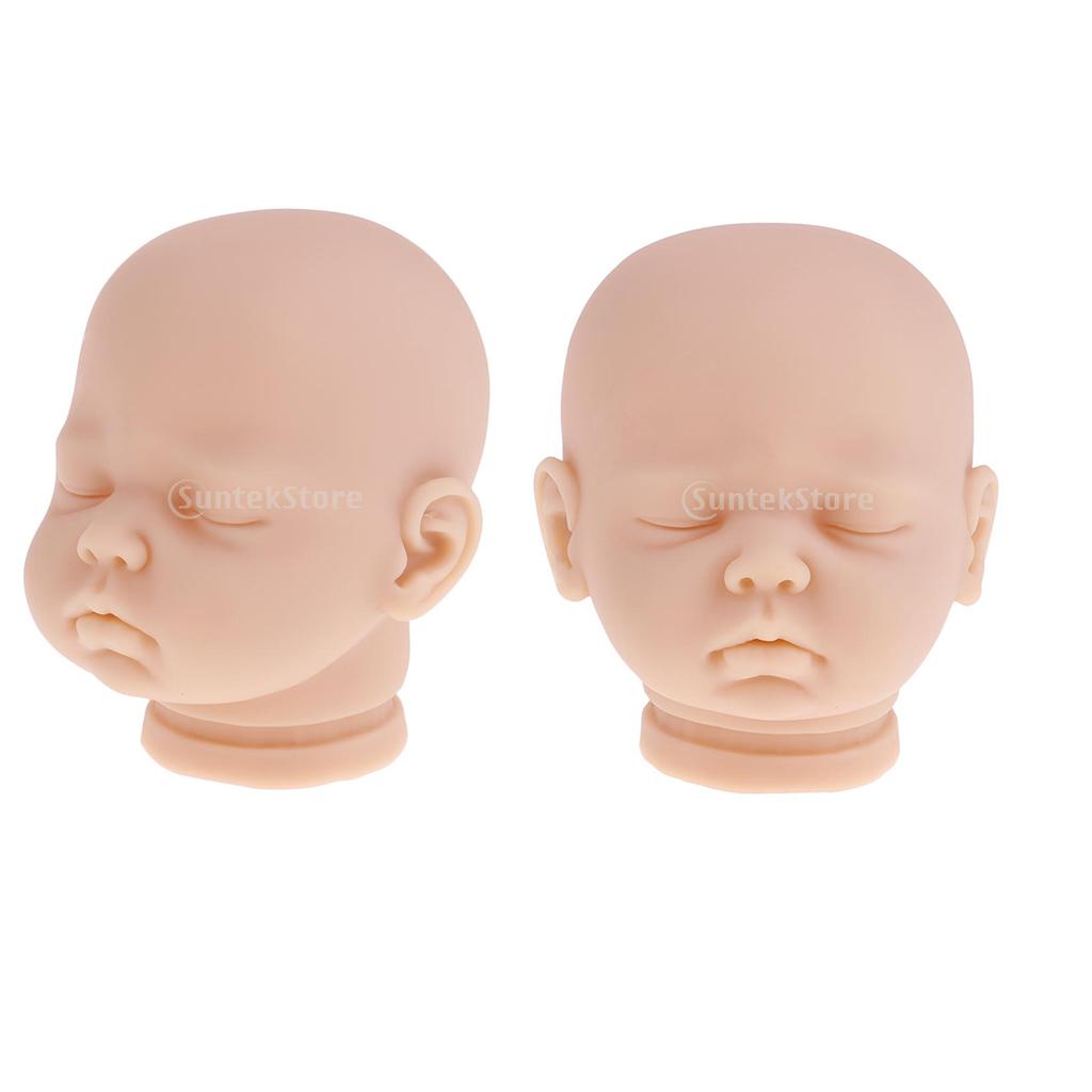 2pcs 20inch Vinyl Unpainted Reborn Doll Head Mold Kits Baby Doll DIY Making