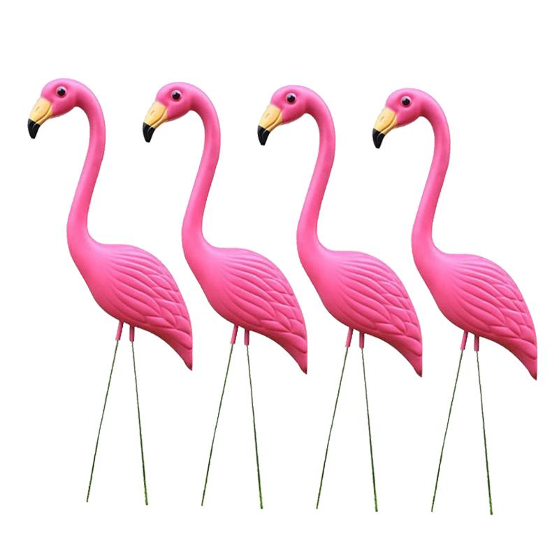 4 Piece Lifelike Pink Flamingo Yard Garden Lawn Art Ornaments Decor