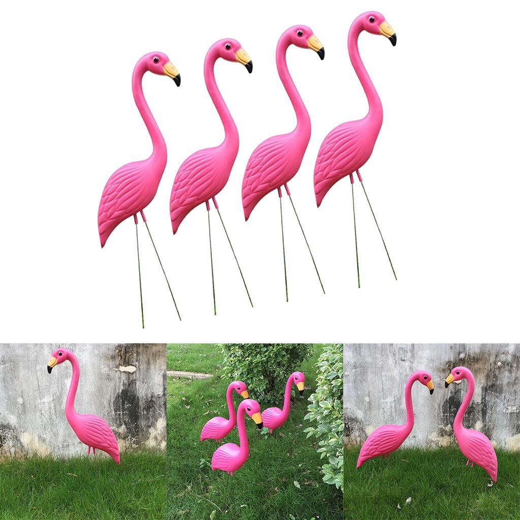 4 Piece Lifelike Pink Flamingo Yard Garden Lawn Art Ornaments Decor