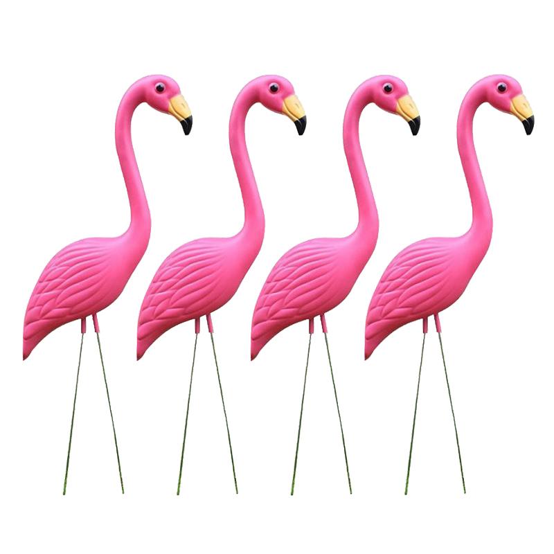 4 Piece Lifelike Pink Flamingo Yard Garden Lawn Art Ornaments Decor